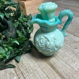Vintage Avon "Victoriana" Jadeite Slag Glass Pitcher, 1971